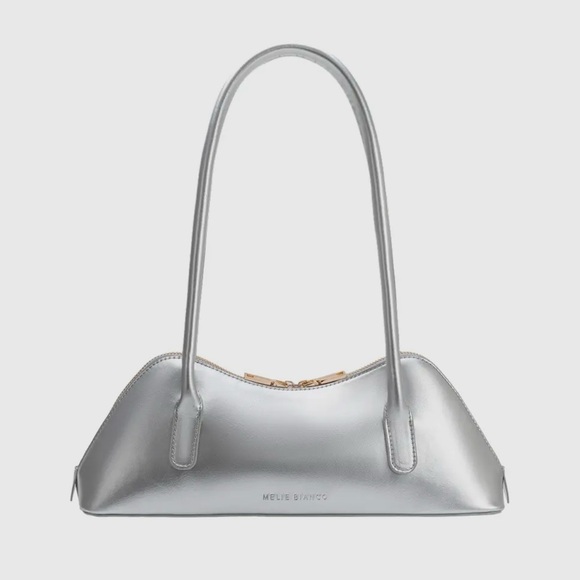 Melie Bianco Handbags - Melie Bianco Metallic Silver Shoulder Bag Vegan NWT